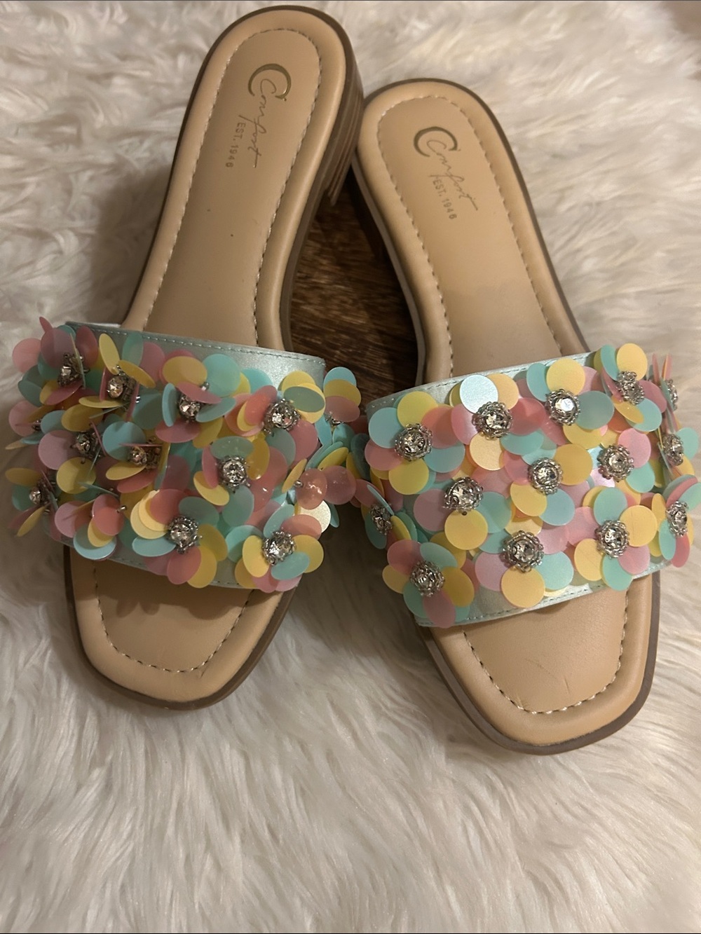 Caparros Pastel Confetti Slide Sandals - Multicolor